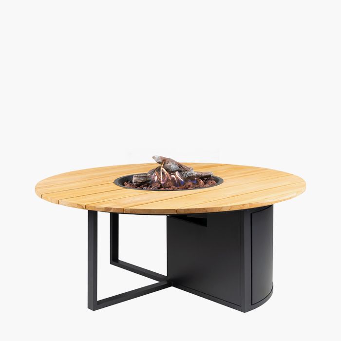 Cosiloft 120 Round Gas Fire Pit Black and Teak