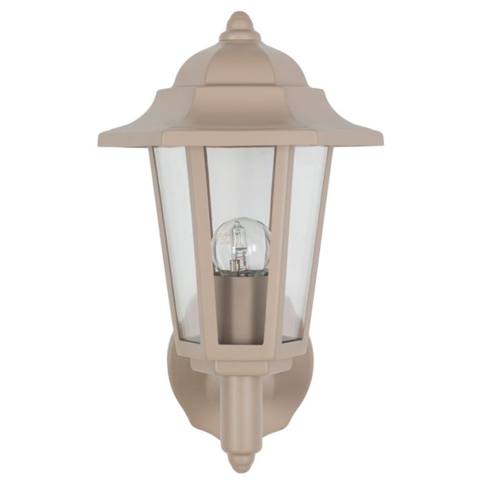 Taupe Metal Hex Lantern Wall Uplighter