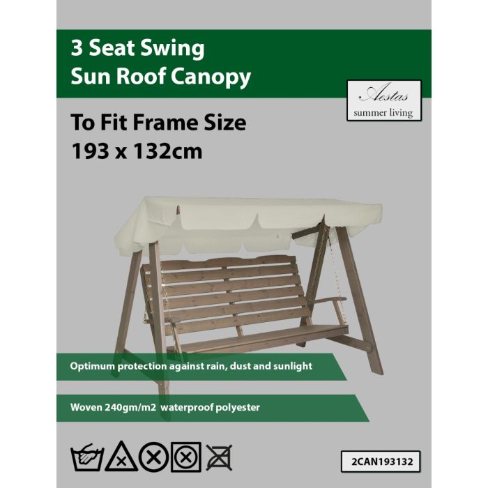 Natural 3 Seat Swing Canopy 193x132cm