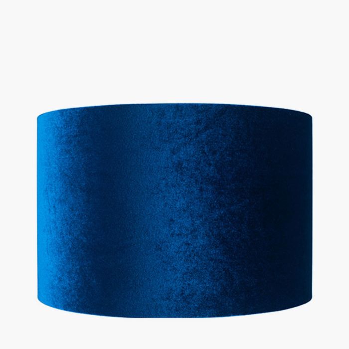 Bow 45cm Sapphire Velvet Cylinder Lampshade