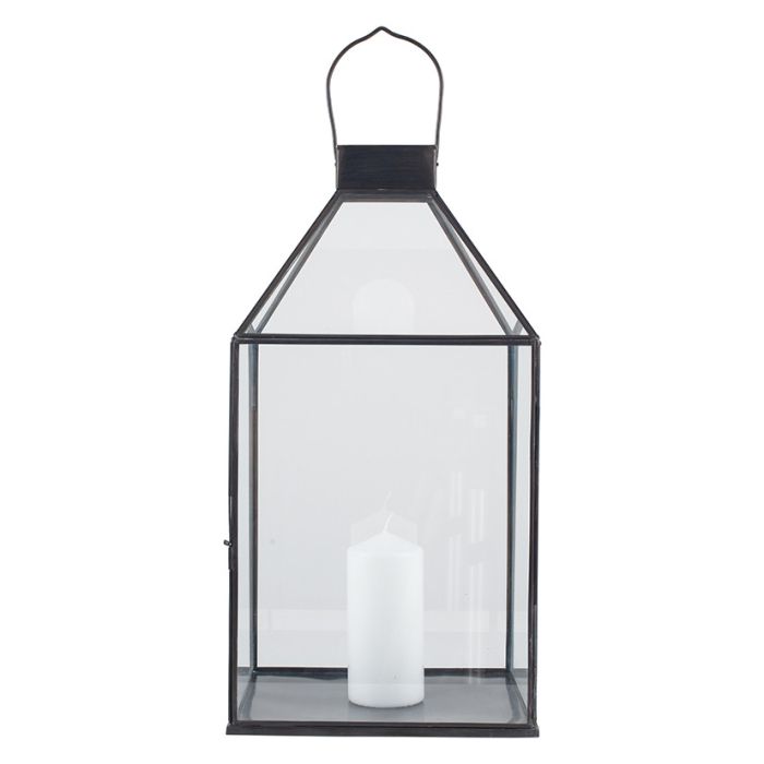 Antique Brass Metal & Glass Square Lantern