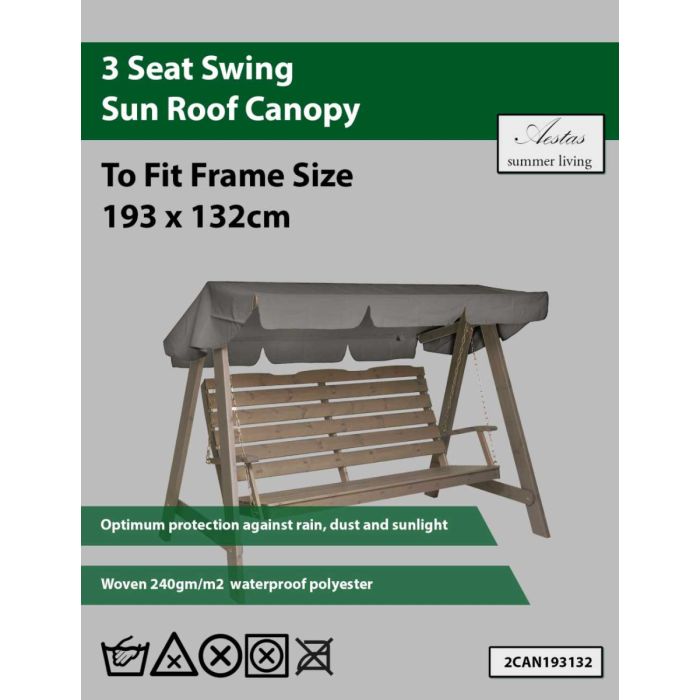 Taupe 3 Seat Swing Canopy 193x132cm