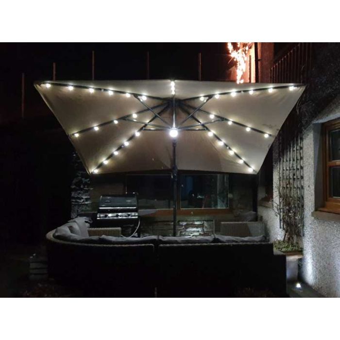 Barbados Cantilever Parasol - 300x300cm with LEDs - 2 Colours