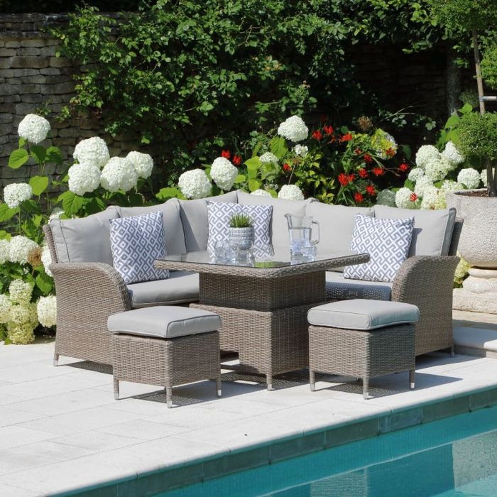 Monaco Sand Compact Lounge Set with Adjustable Table