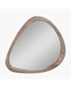 Dark Wood Veneer Curved Wall Mirror