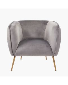 Lucca Dove Grey Velvet Chair with Gold Legs