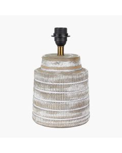 Paihia White Wash Wood Textured Short Table Lamp