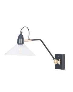 Matt Black Metal and Clear Glass Cone Wall Light