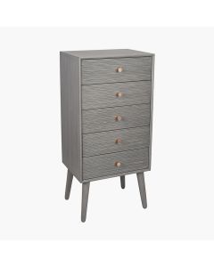 Chaya Dark Grey Pine Wood 5 Drawer Tall Boy K/D