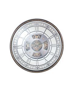 Antique Gold Wood & Mirror Round Working Cog Wall Clock