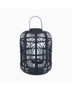 Black Bamboo and Glass Large Lantern