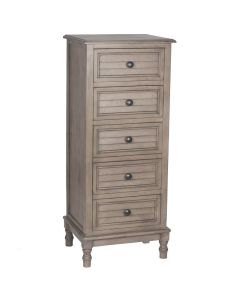 Taupe Pine Wood 5 Drawer Tall Boy K/D