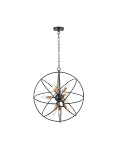 Luna Matt Black & Brushed Gold Metal Sputnik Pendant