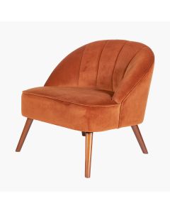Portofino Tobacco Velvet Cocktail Chair with Walnut Effect Legs