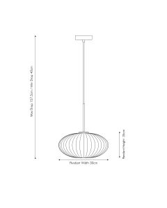 Clear Glass and Silver Metal Ribbed Oval Pendant