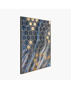 Black Marble Canvas With Gold Geo Pattern