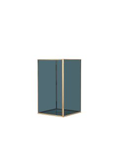 Smoked Glass and Brass Metal Large Square Hurricane