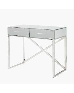 Rocco Silver Mirrored Glass and Metal Desk