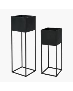 Graphite Metal Set of 2 Planters