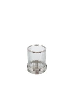 Silver Metal and Clear Textured Glass Hurricane