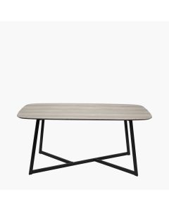 Ukiah Grey Oak Veneer and Black Metal Dining Table