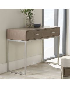Ambroso Grey Wash Mango Wood and Silver Metal 2 Drawer Dressing Table