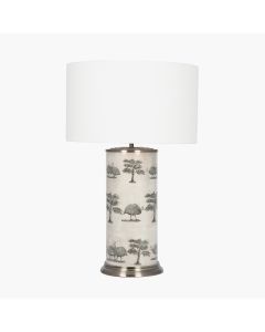 Guinea Foul Large Cylinder Glass Table Lamp