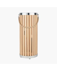 Austell Natural Wood Large Lantern Floor Lamp