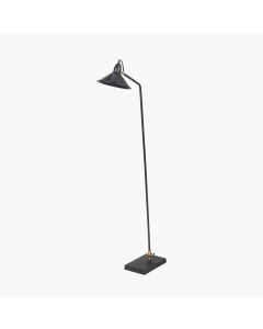 Canton Matt Black and Brass Metal Cone Floor Lamp