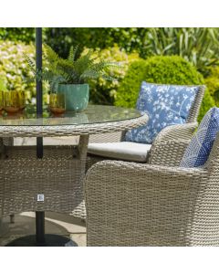 Monaco Sand 4 Seat Dining Set with 2.5m Parasol